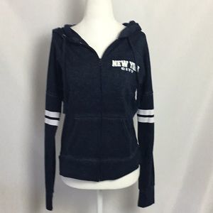 LE Women’s Blue Faded NYC Zippered Hoodie Sz M